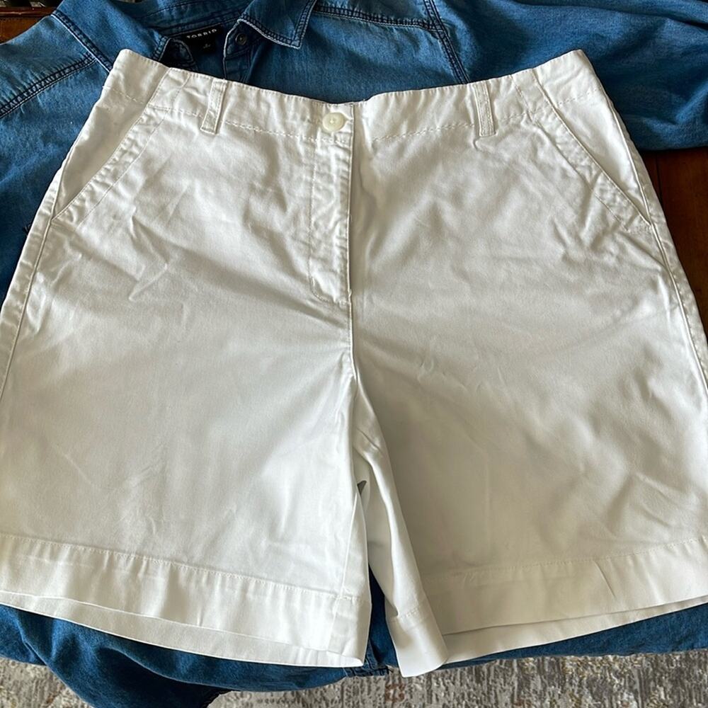 Talbots White Cotton Stretch Chino Shorts Size 12